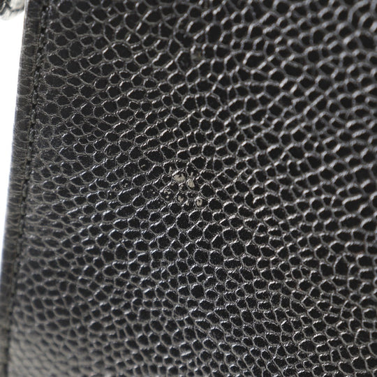 CHANEL Handbag Caviar skin black logo Women Used Authentic