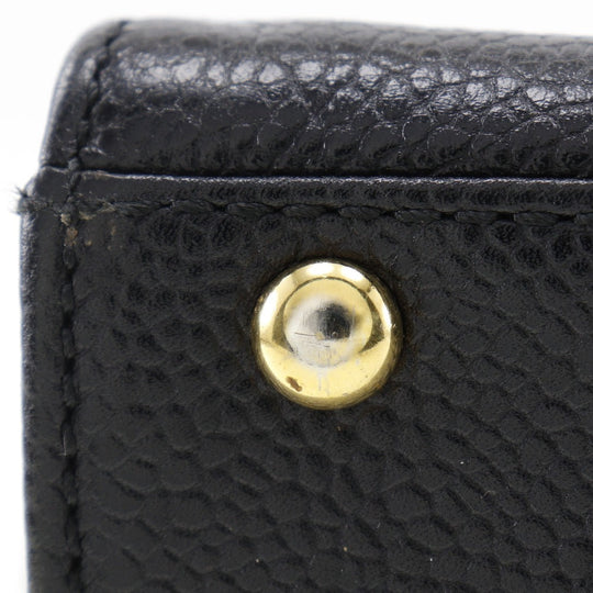 CHANEL Handbag Caviar skin black logo Women Used Authentic