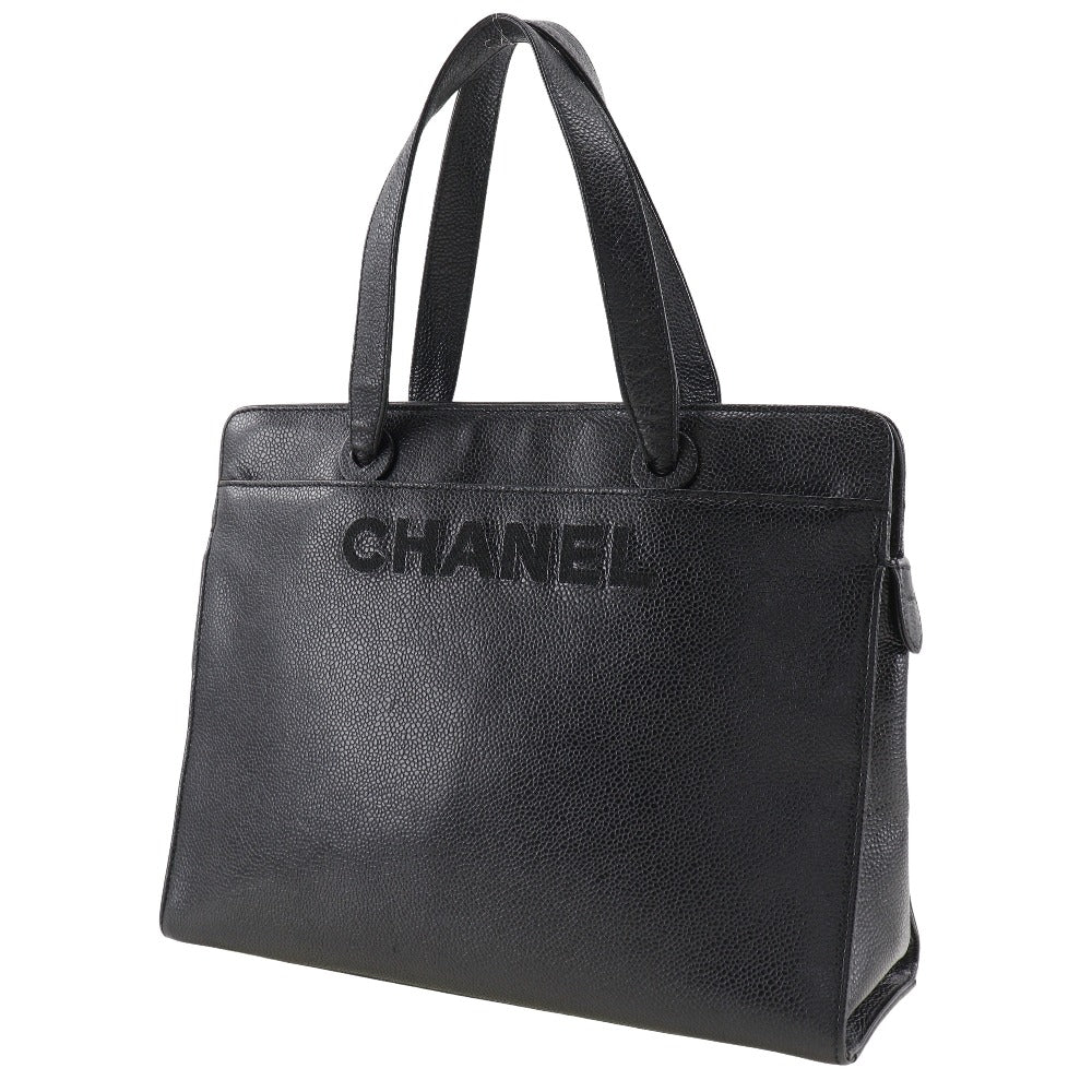 CHANEL Handbag Caviar skin black logo Women Used Authentic