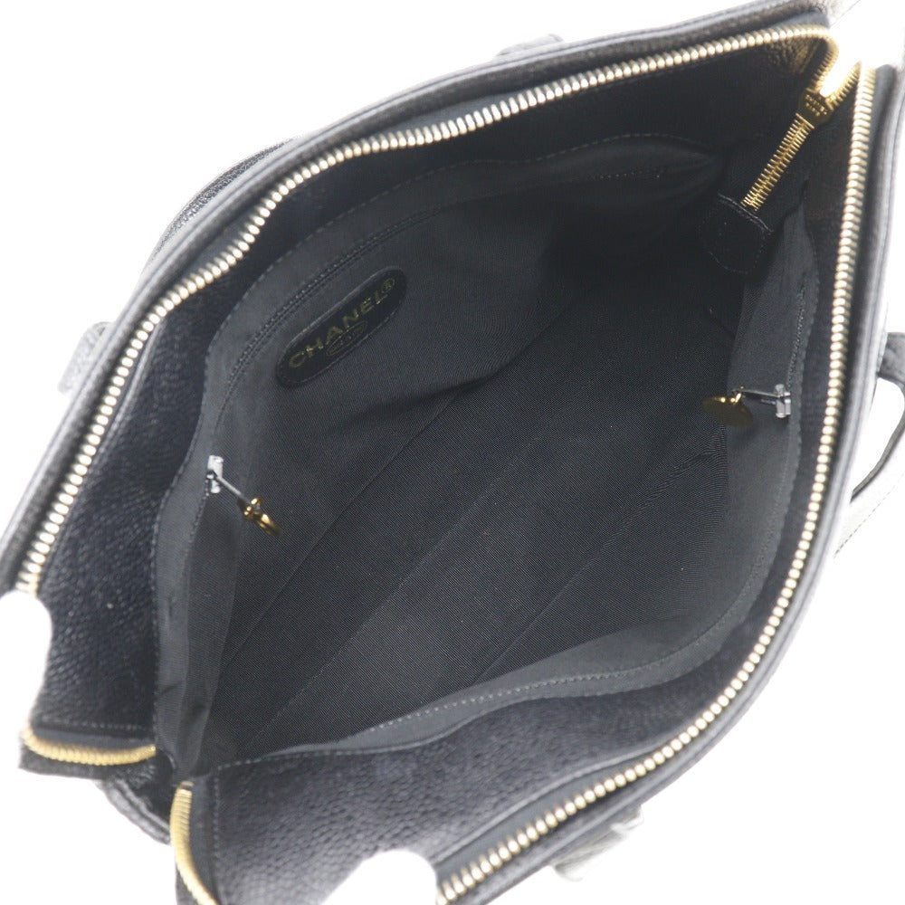 CHANEL Handbag Caviar skin black logo Women Used Authentic