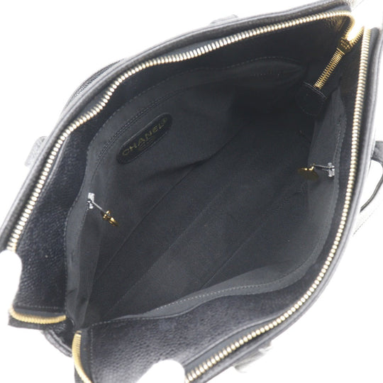 CHANEL Handbag Caviar skin black logo Women Used Authentic