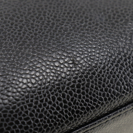 CHANEL Handbag Caviar skin black logo Women Used Authentic