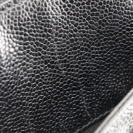 CHANEL Handbag Caviar skin black logo Women Used Authentic