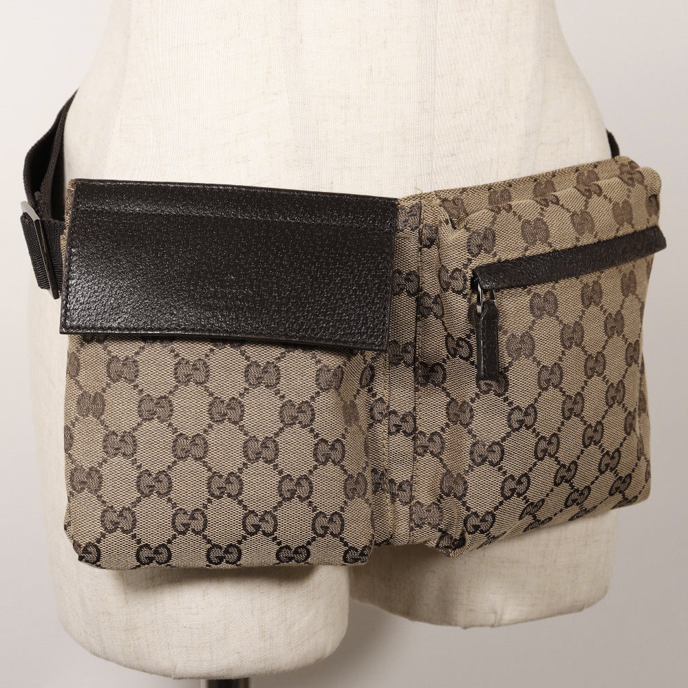 GUCCI Waist bag 28566 GG canvas beige Body bag mens(Unisex) Used Authentic