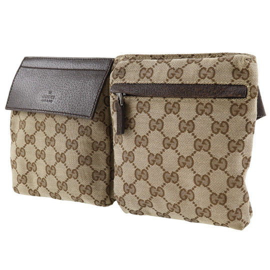 GUCCI Waist bag 28566 GG canvas beige Body bag mens(Unisex) Used Authentic