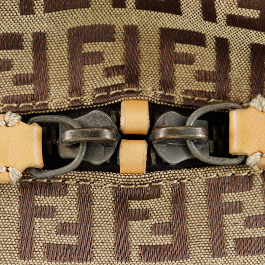 FENDI Boston Duffel bag 7VS014 Nylon canvas, leather Brown Zucchino Women Used Authentic