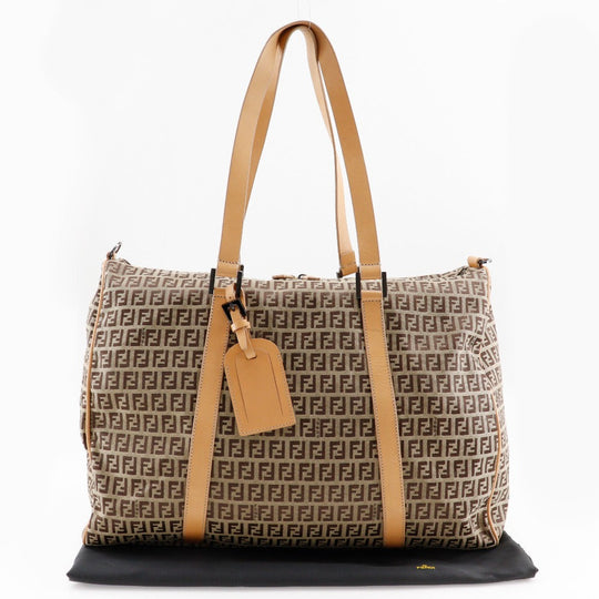FENDI Boston Duffel bag 7VS014 Nylon canvas, leather Brown Zucchino Women Used Authentic