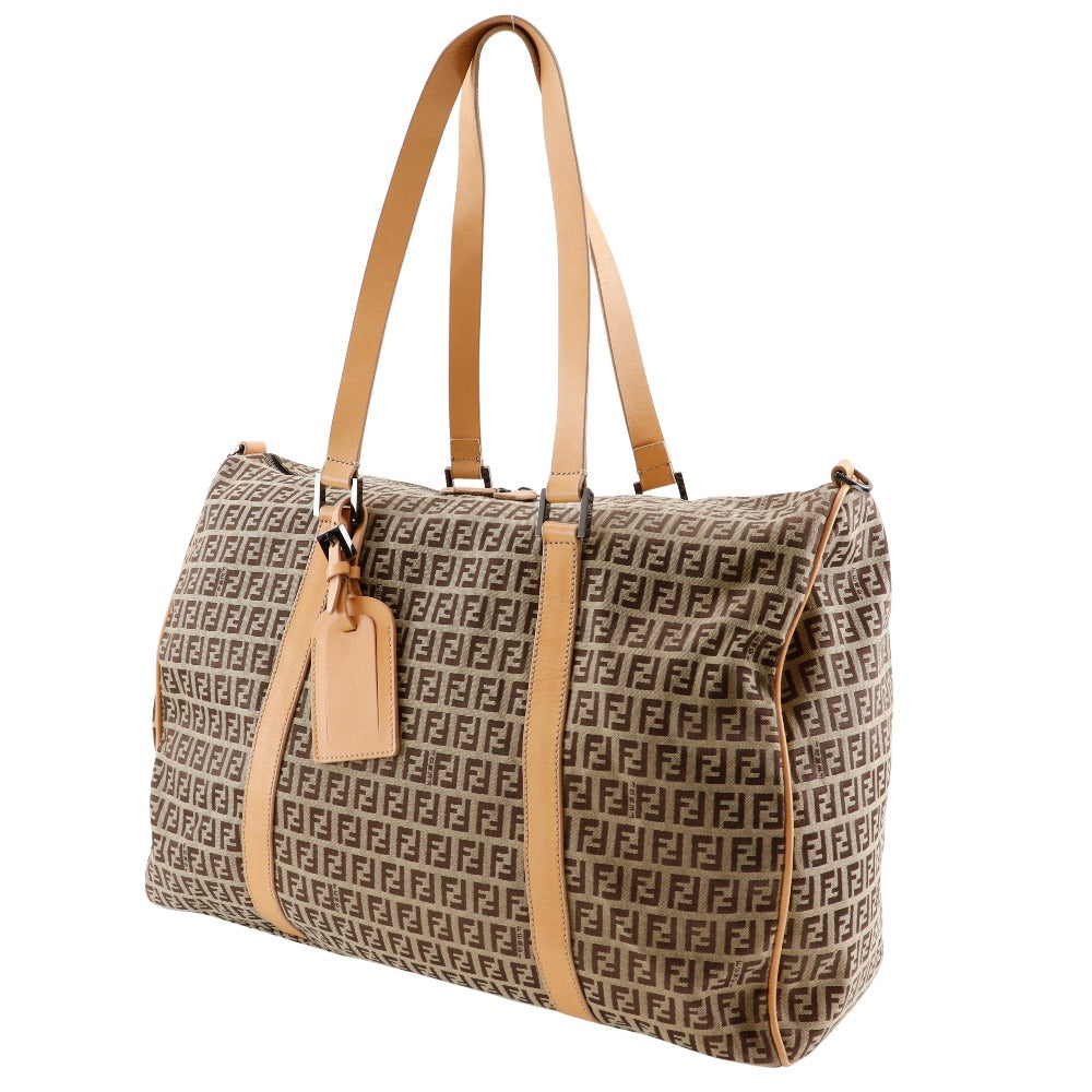 FENDI Boston Duffel bag 7VS014 Nylon canvas, leather Brown Zucchino Women Used Authentic