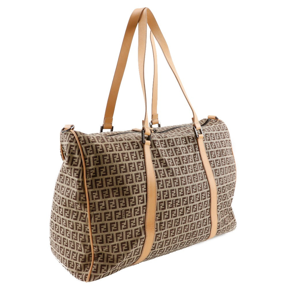 FENDI Boston Duffel bag 7VS014 Nylon canvas, leather Brown Zucchino Women Used Authentic