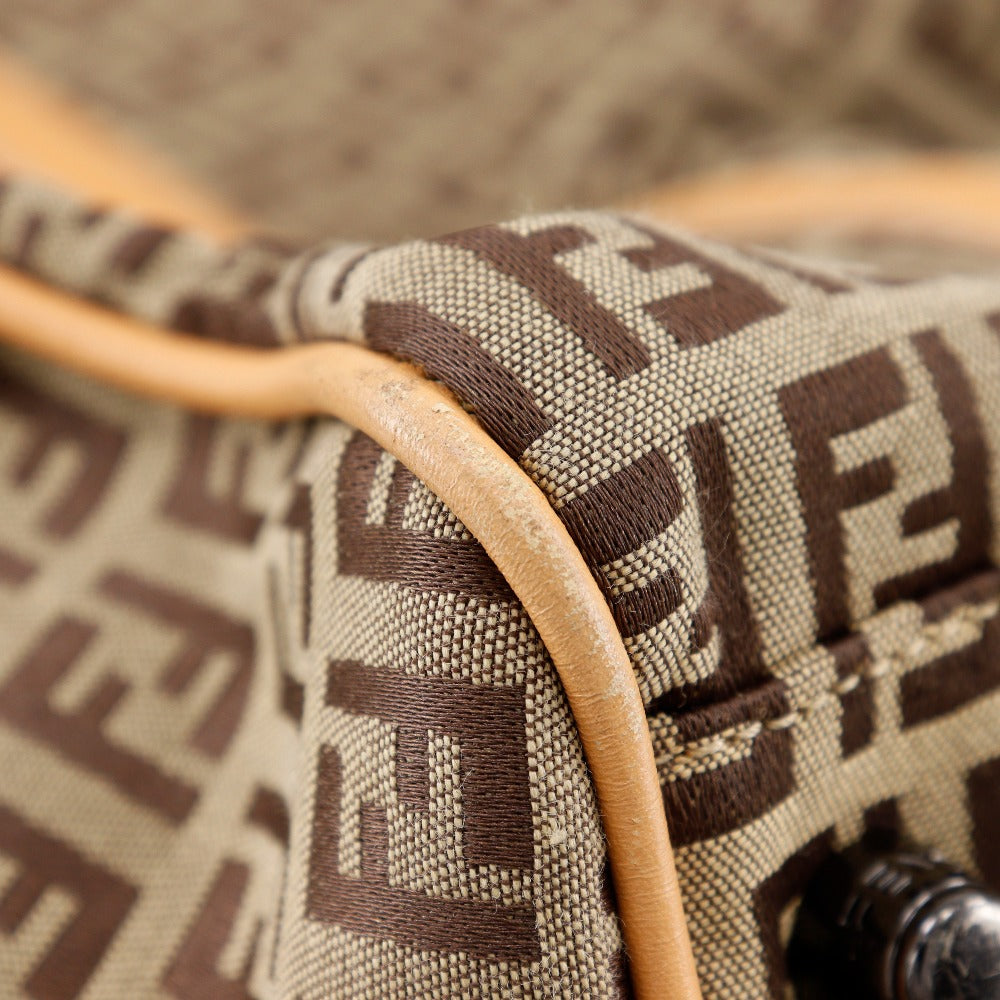 FENDI Boston Duffel bag 7VS014 Nylon canvas, leather Brown Zucchino Women Used Authentic