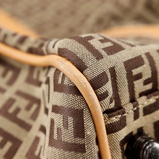 FENDI Boston Duffel bag 7VS014 Nylon canvas, leather Brown Zucchino Women Used Authentic
