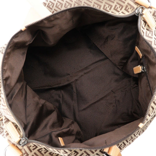 FENDI Boston Duffel bag 7VS014 Nylon canvas, leather Brown Zucchino Women Used Authentic