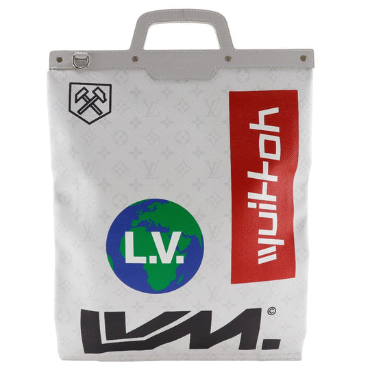 LOUIS VUITTON Handbag M44627 White Monogram Canvas Light gray Flat vertical tote mens Used Authentic