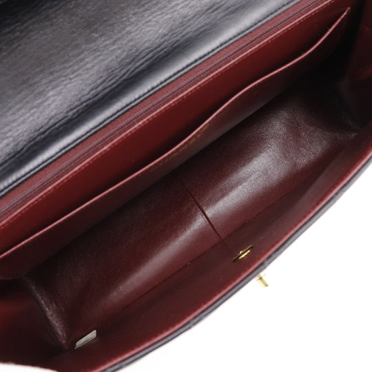 CHANEL Shoulder Bag lambskin black Double chain Deca Trasse ChainShoulder Women Used Authentic