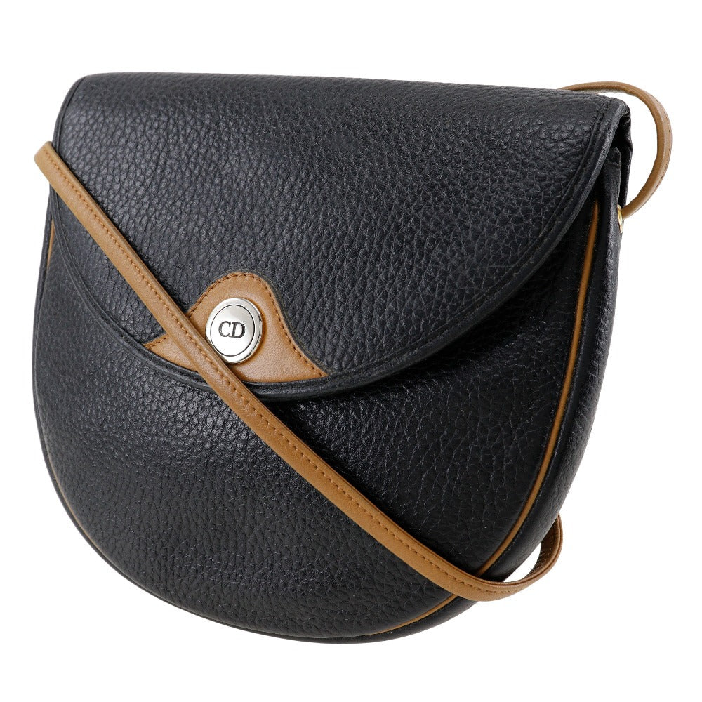 Christian Dior Shoulder Bag Calfskin black Pochette vintage CD logo Women Used Authentic
