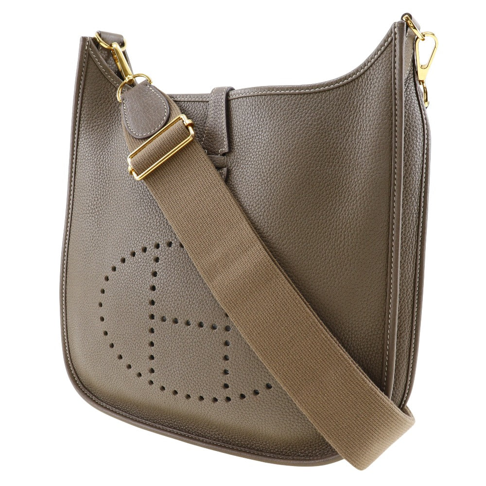HERMES Shoulder Bag Taurillon Clemence Gold Metal Evelyn 3PM Women Used Authentic