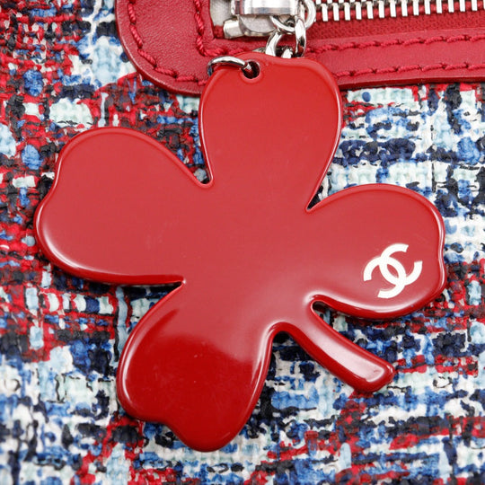 CHANEL Shoulder Bag tweed Red Clover charm one belt Women Used Authentic