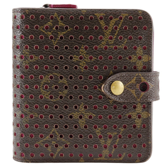 LOUIS VUITTON Bifold Wallet M95188 Monogram canvas Brown / Pink Monogram Perfo Compact zip Women Used Authentic