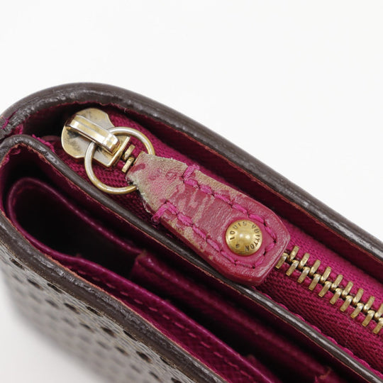 LOUIS VUITTON Bifold Wallet M95188 Monogram canvas Brown / Pink Monogram Perfo Compact zip Women Used Authentic