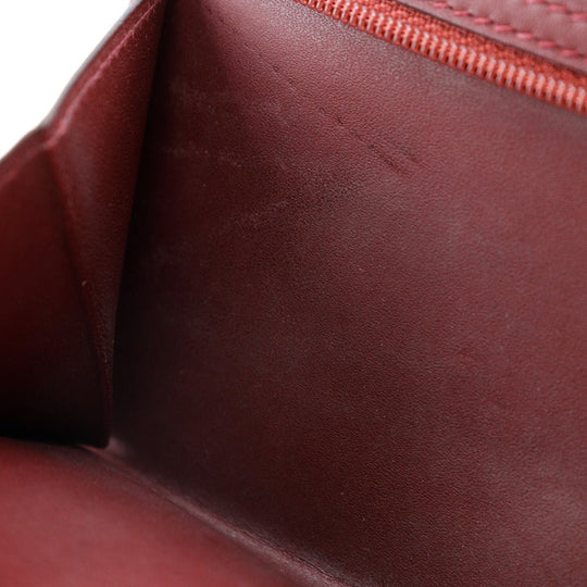 HERMES Long Wallet Purse Calfskin wine-red Bean Women Used Authentic