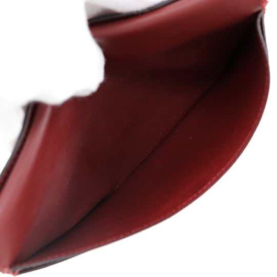 HERMES Long Wallet Purse Calfskin wine-red Bean Women Used Authentic