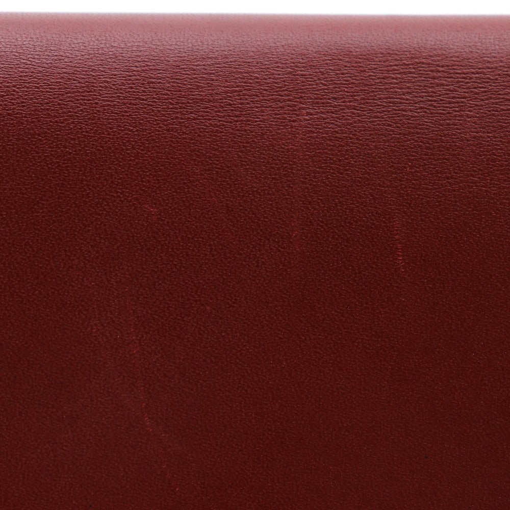 HERMES Long Wallet Purse Calfskin wine-red Bean Women Used Authentic