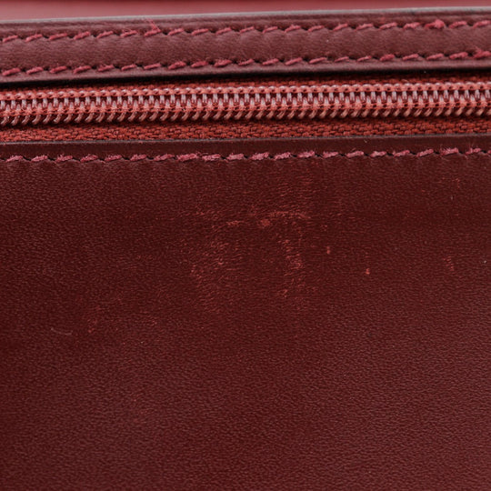 HERMES Long Wallet Purse Calfskin wine-red Bean Women Used Authentic