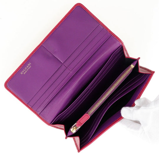 BVLGARI Long Wallet Purse Calfskin pink clip Bulgari Bulgari