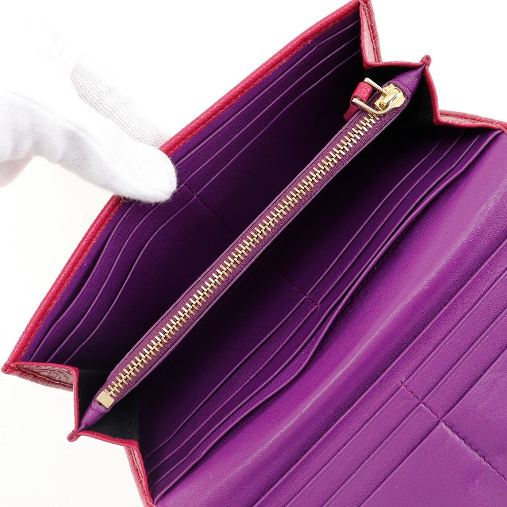 BVLGARI Long Wallet Purse Calfskin pink clip Bulgari Bulgari