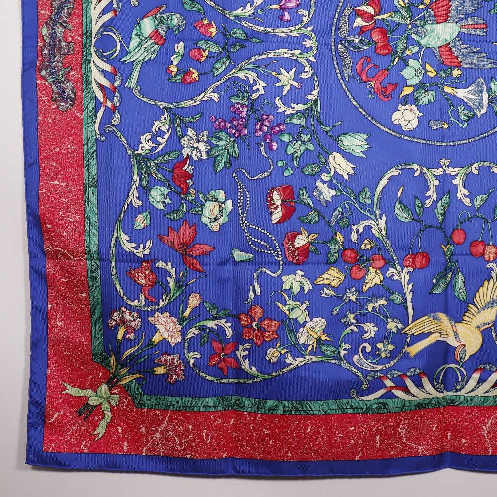 HERMES scarf silk Blue Oriental Stone and Western Stonework PIERRES D' ORIENT ET D' OCCIDENT Carre90 Women Used Authentic
