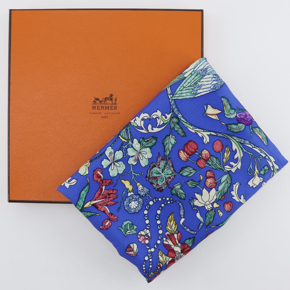 HERMES scarf silk Blue Oriental Stone and Western Stonework PIERRES D' ORIENT ET D' OCCIDENT Carre90 Women Used Authentic