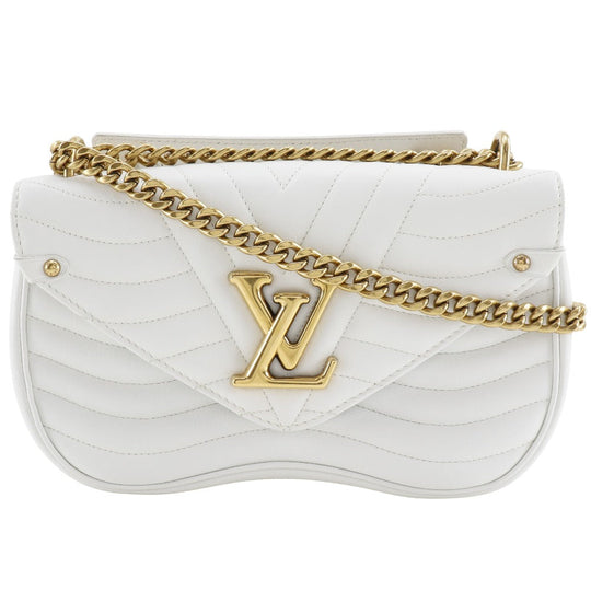 LOUIS VUITTON Shoulder Bag M51945 Calfskin White 2WAY Chain bag New Wave MM Women Used Authentic