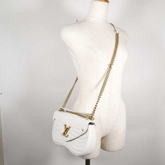 LOUIS VUITTON Shoulder Bag M51945 Calfskin White 2WAY Chain bag New Wave MM Women Used Authentic