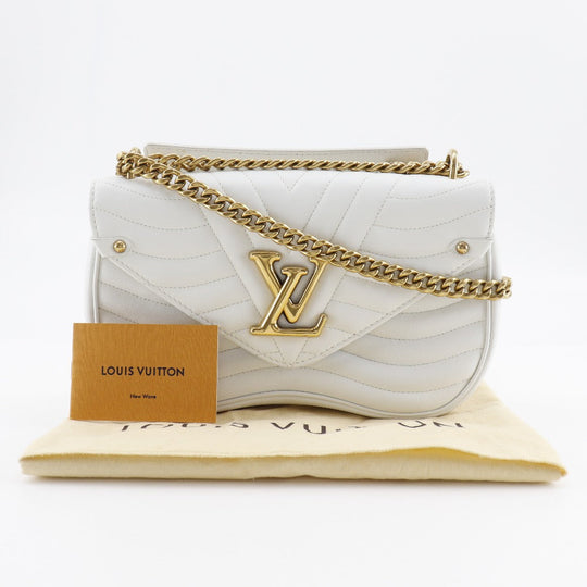 LOUIS VUITTON Shoulder Bag M51945 Calfskin White 2WAY Chain bag New Wave MM Women Used Authentic