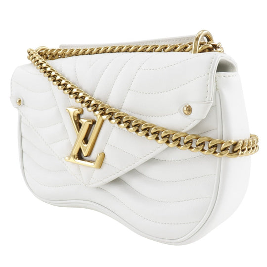LOUIS VUITTON Shoulder Bag M51945 Calfskin White 2WAY Chain bag New Wave MM Women Used Authentic