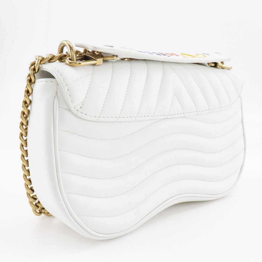 LOUIS VUITTON Shoulder Bag M51945 Calfskin White 2WAY Chain bag New Wave MM Women Used Authentic