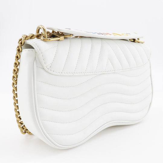LOUIS VUITTON Shoulder Bag M51945 Calfskin White 2WAY Chain bag New Wave MM Women Used Authentic
