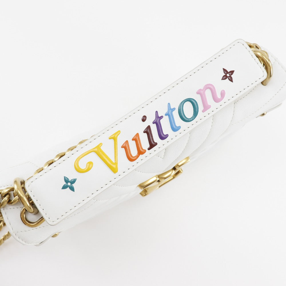 LOUIS VUITTON Shoulder Bag M51945 Calfskin White 2WAY Chain bag New Wave MM Women Used Authentic