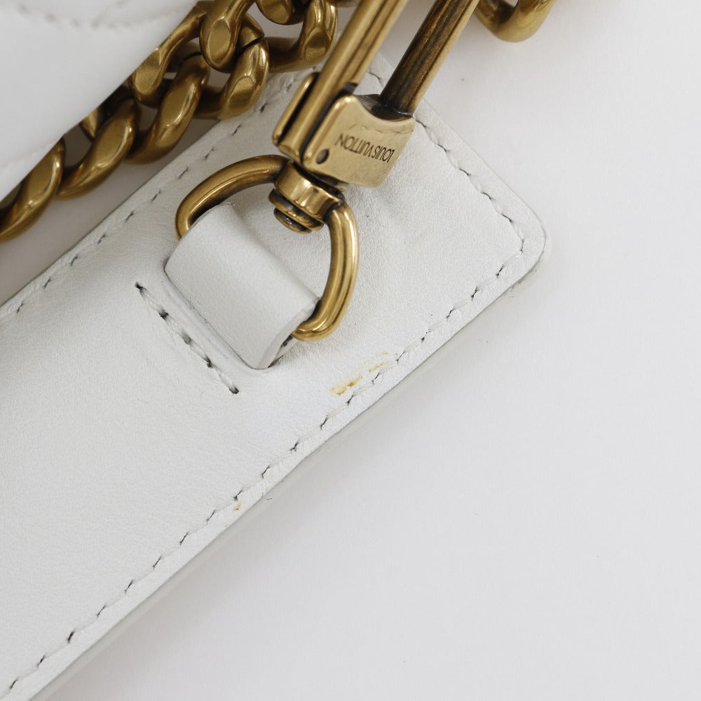 LOUIS VUITTON Shoulder Bag M51945 Calfskin White 2WAY Chain bag New Wave MM Women Used Authentic