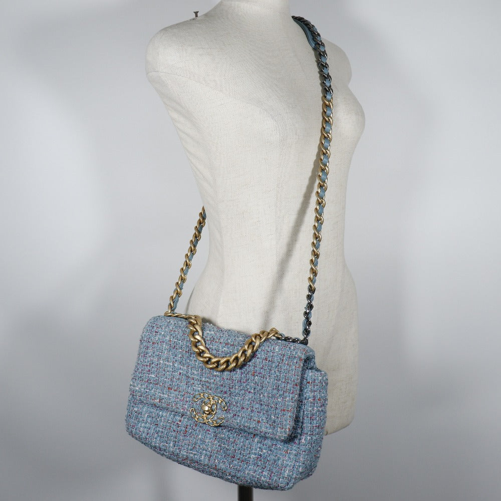 CHANEL Shoulder Bag AS1160 tweed Blue Diznow ChainShoulder19