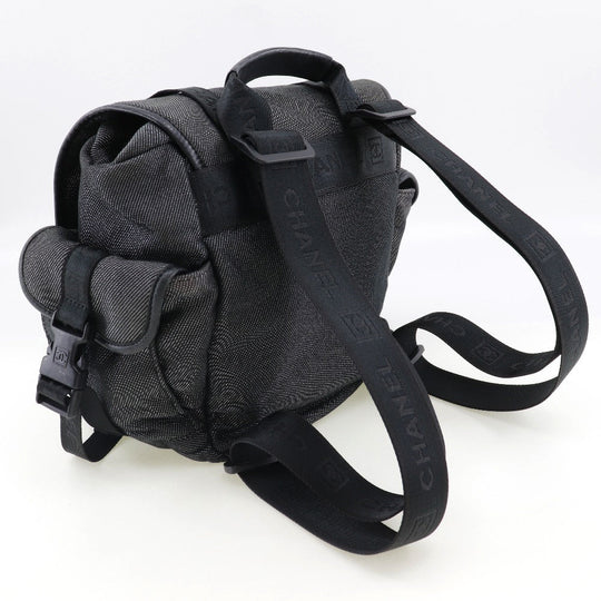 CHANEL Backpack canvas Black / Silver COCO Mark Sports line Backpack Women Used Authentic