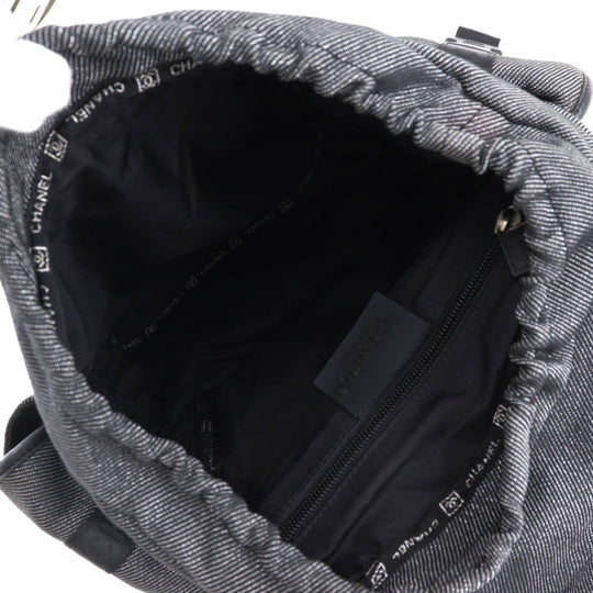 CHANEL Backpack canvas Black / Silver COCO Mark Sports line Backpack Women Used Authentic