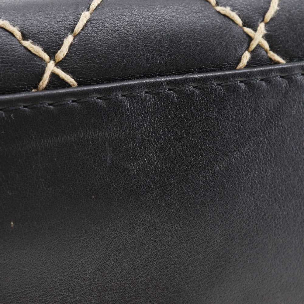 CHANEL Handbag Calfskin black COCO Mark Wild stitch Women Used Authentic