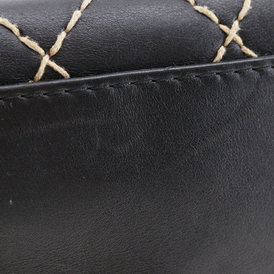 CHANEL Handbag Calfskin black COCO Mark Wild stitch Women Used Authentic