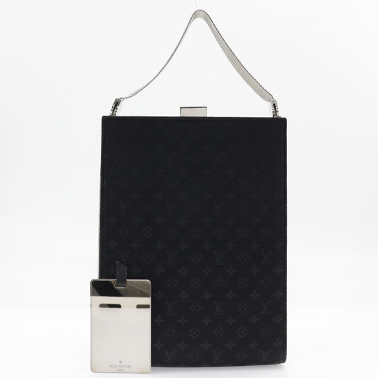 LOUIS VUITTON Handbag M92100 Monogram satin black Party bag Angers GM Women Used Authentic