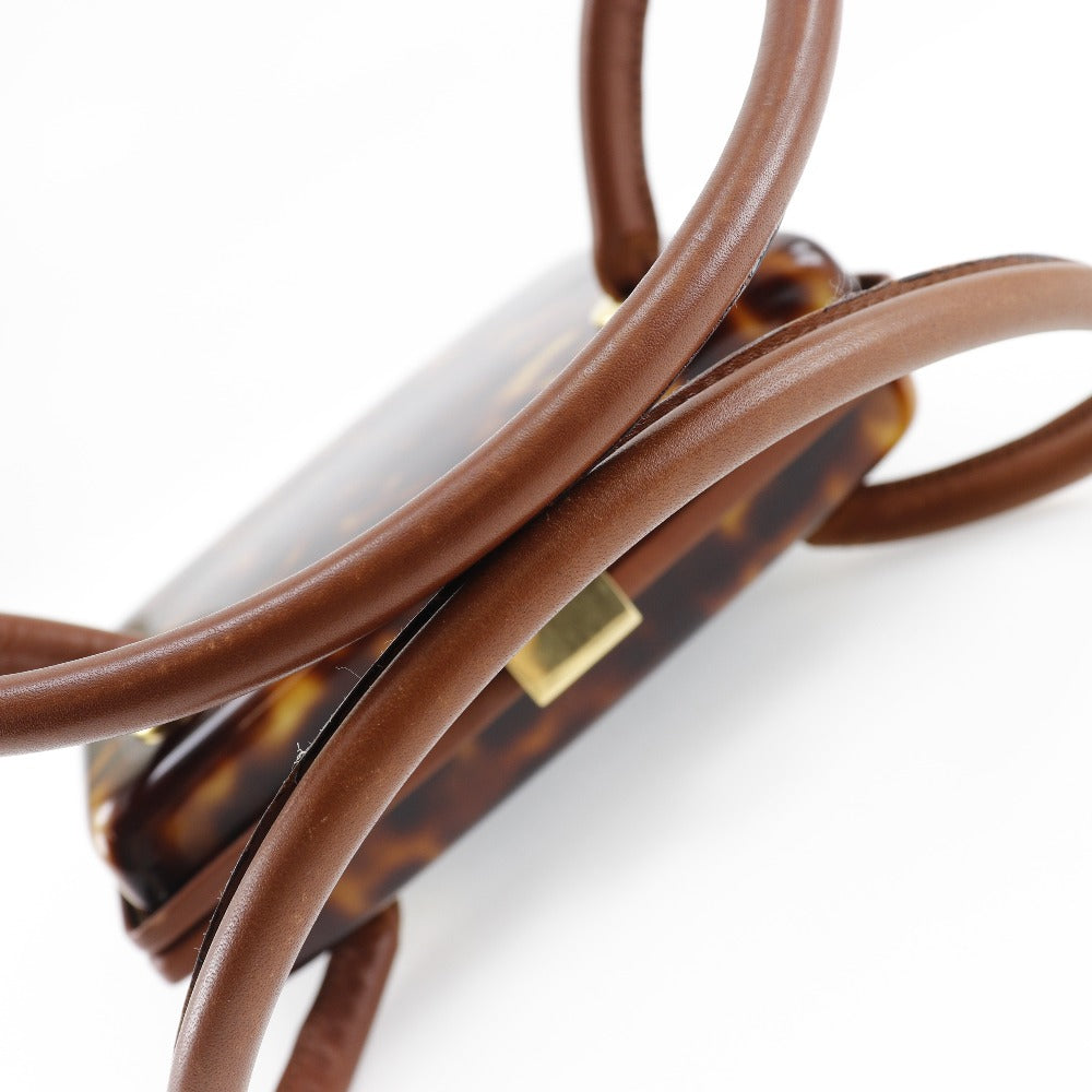 FENDI Handbag Plastic, Leather Brown Party bag FF Women Used Authentic