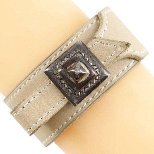 HERMES bracelet Calfskin beige Artemis Tuareg Women Used Authentic