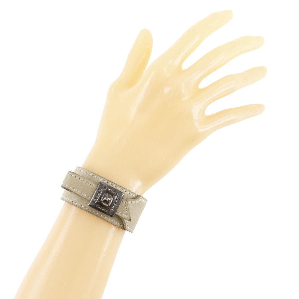 HERMES bracelet Calfskin beige Artemis Tuareg Women Used Authentic