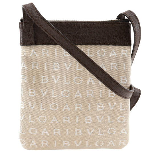 BVLGARI Shoulder Bag Canvas, Leather beige Pochette Logo mania Women(Unisex) Used Authentic