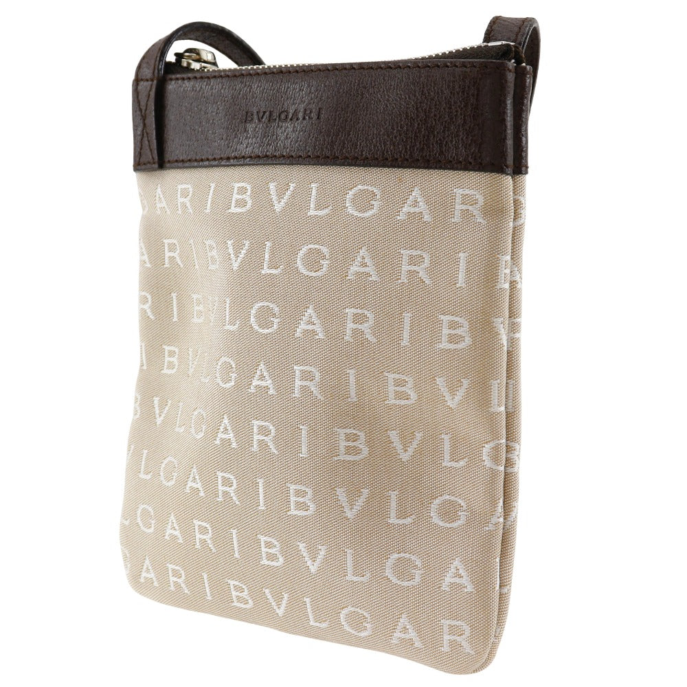 BVLGARI Shoulder Bag Canvas, Leather beige Pochette Logo mania Women(Unisex) Used Authentic